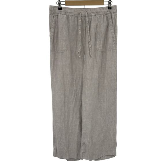 Jones & Co Linen Joggers Drawstring Wide Leg Pants Gray LG Simple Minimalist - Picture 1 of 12